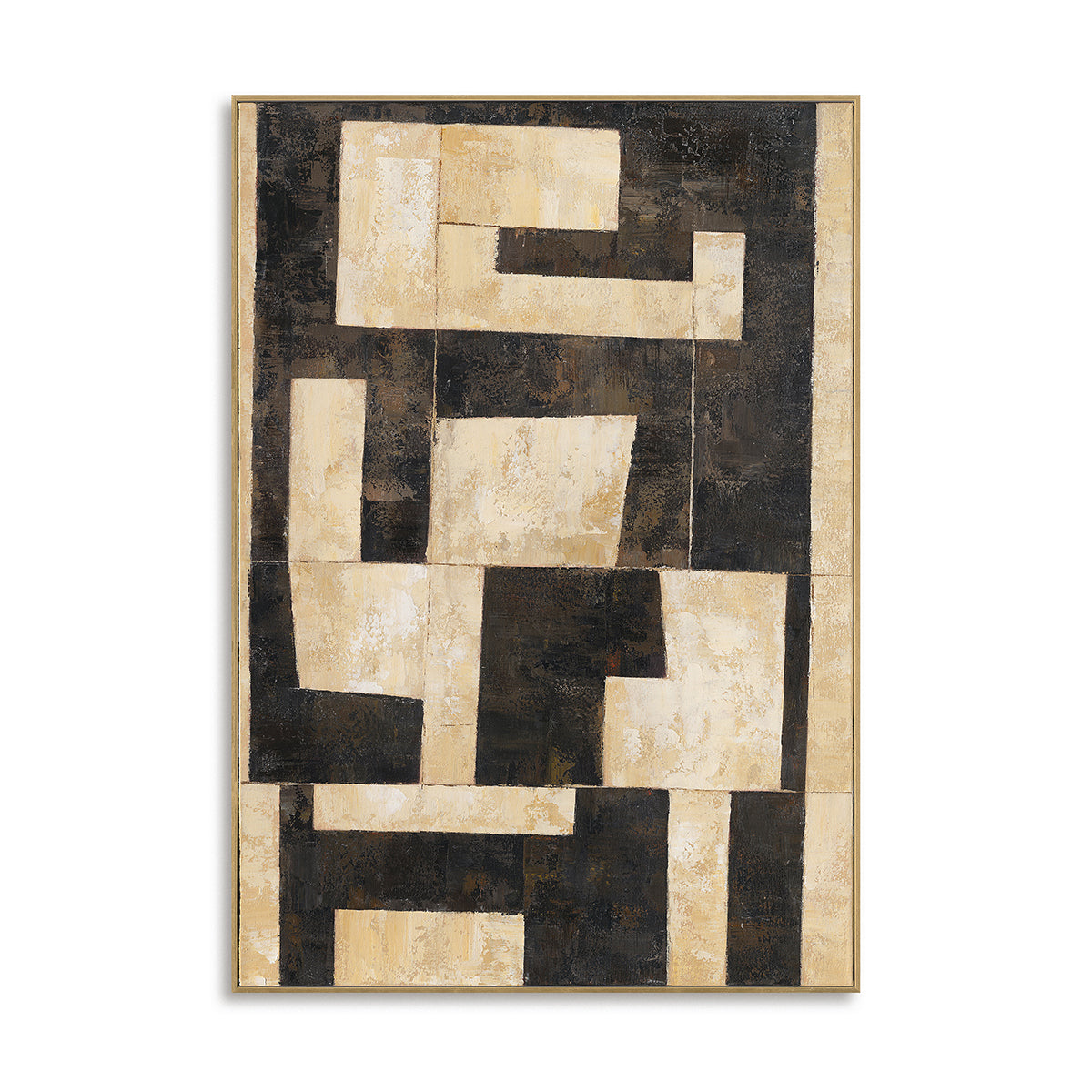 Handcrafted Painting Wall Art Textured Abstract Geometric Blocks