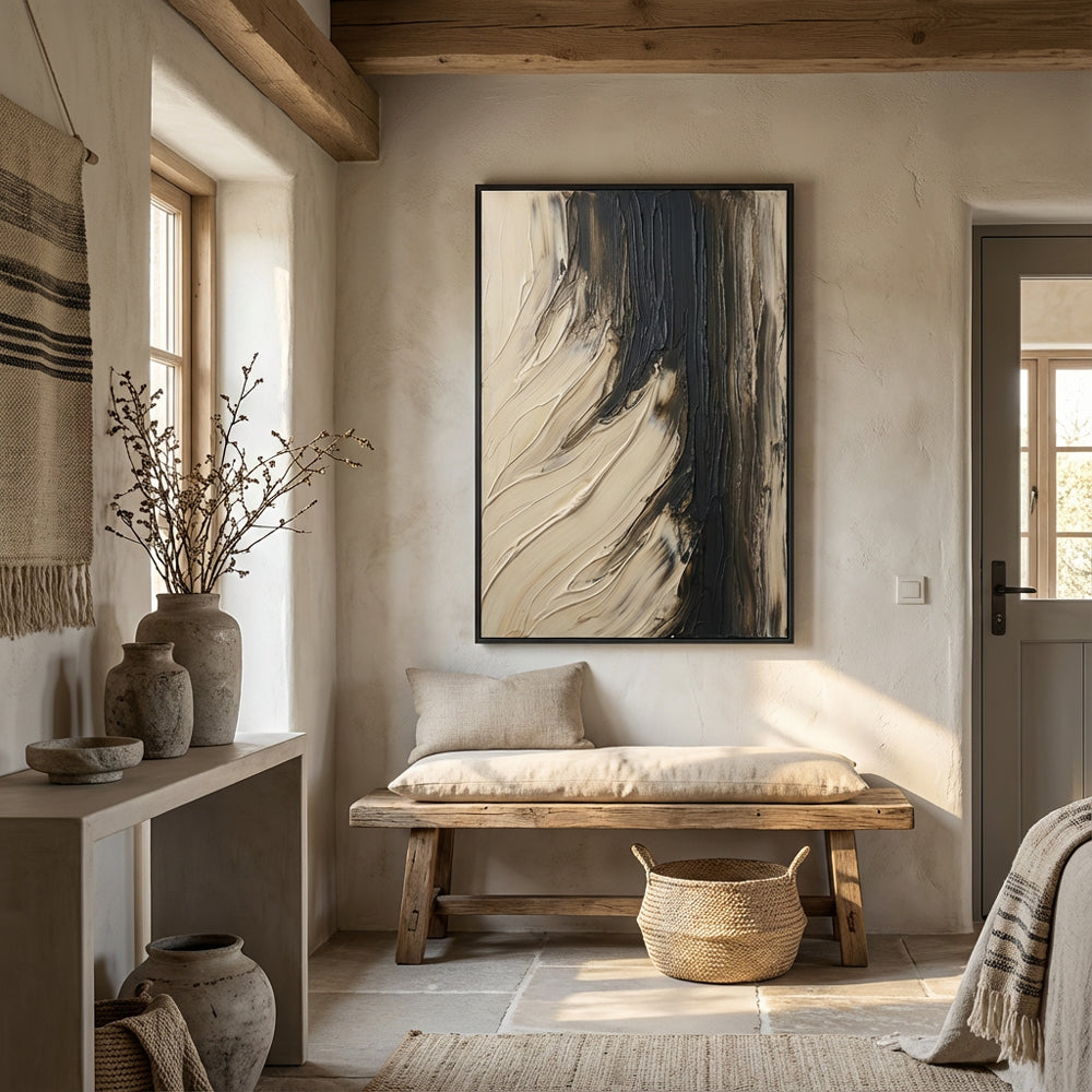 Earthbound Currents – Abstract Textured Organic Flow Oil-Style Artwork Handcrafted Oil Painting