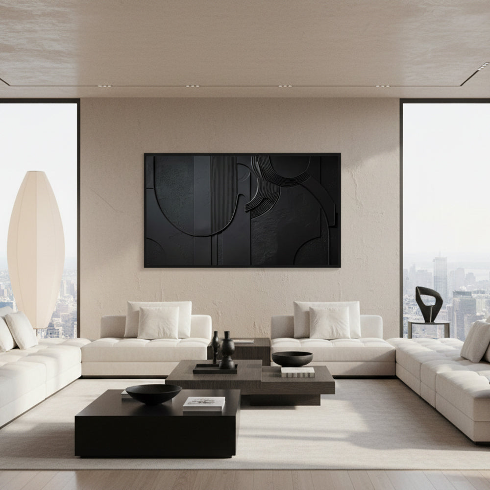 Obsidian Flow Handmade Painting-Horizontal Orientation