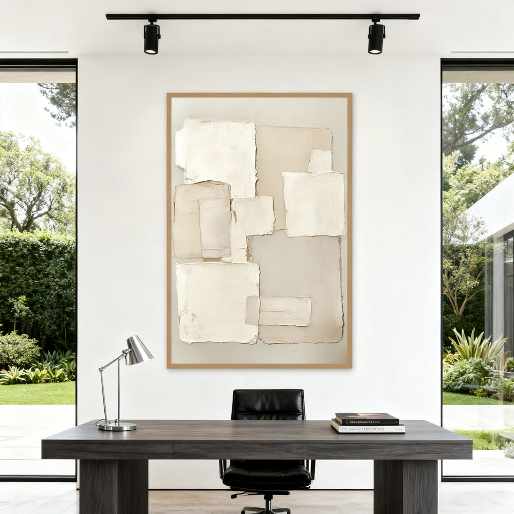 Neutral Geometry Harmony – Minimalist Abstract Style Hand-Painted Oil Painting Wall Art