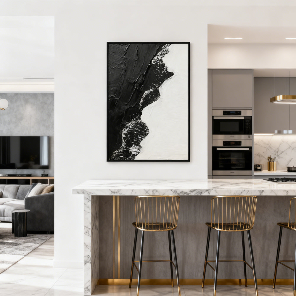 Black & White Contrast Theme Painting – Modern Abstract Style Handmade Oil Painting Wall Art