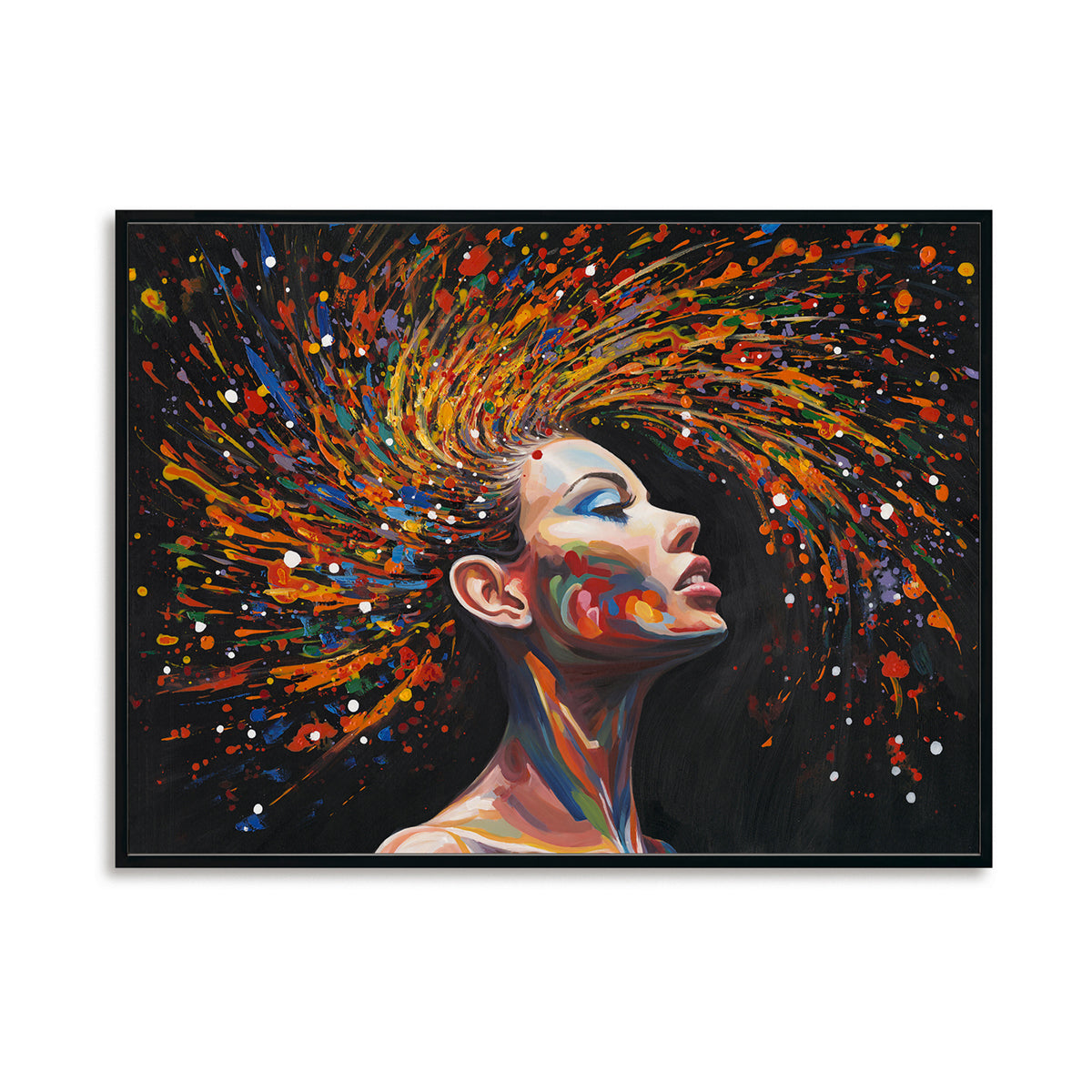 Handmade Abstract Portrait Painting Colorful Expression on Canvas