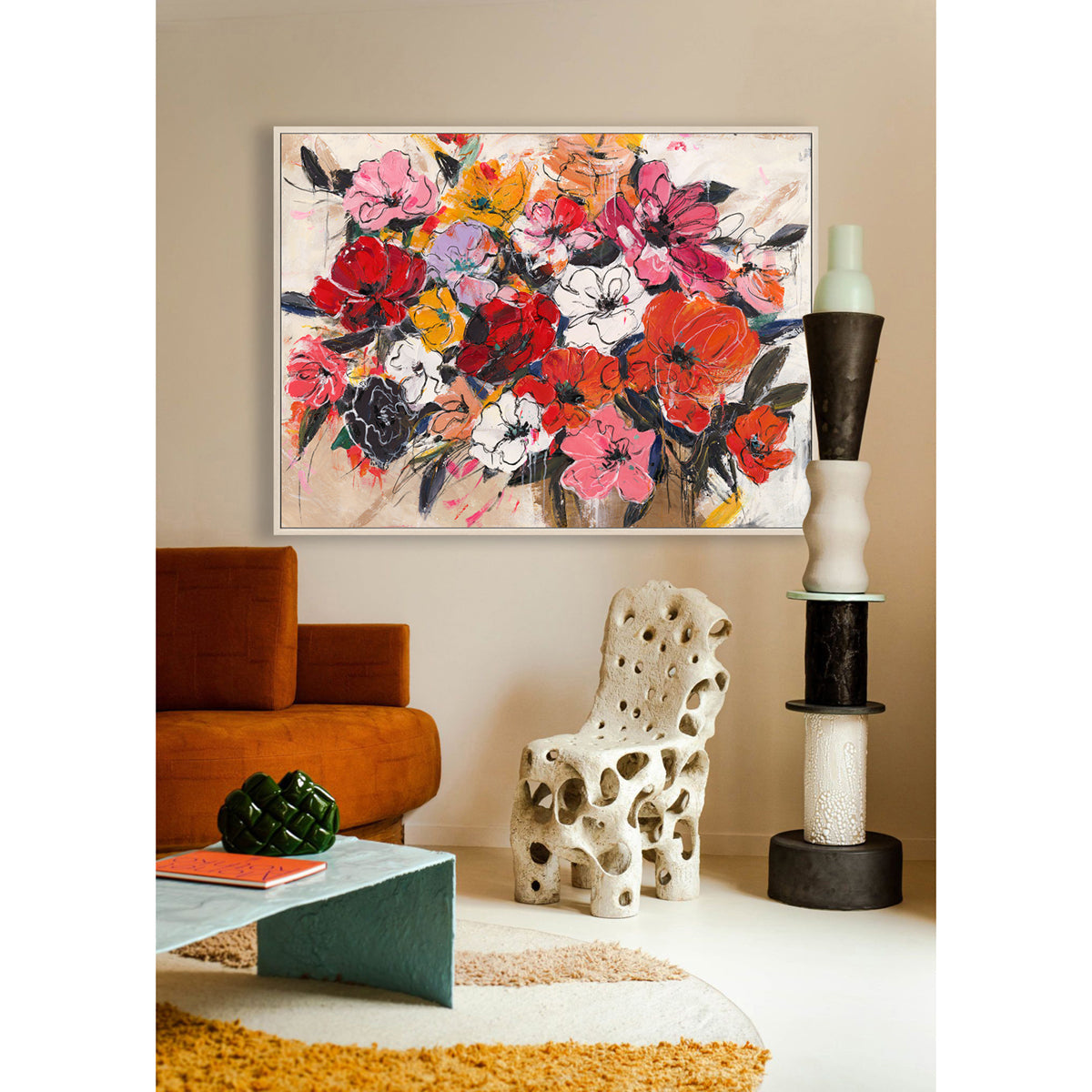 Handgefertigtes Gemälde Frühling in voller Blüte Kräftige Blumenkunst 