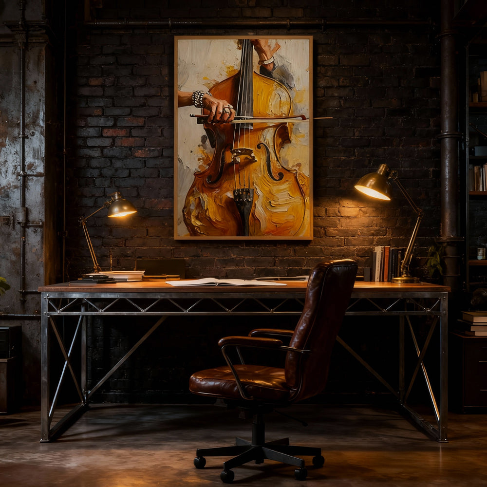 Rhythm of Strings – Impressionist Music Theme Handmade Oil Painting Wall Art