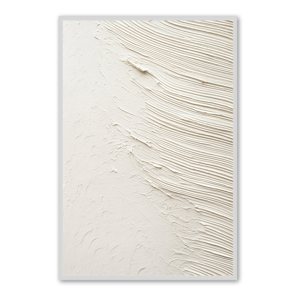 Coastal Rhythm: Ivory Flow – Textured Minimalist Wave Painting Handmade Oil Painting