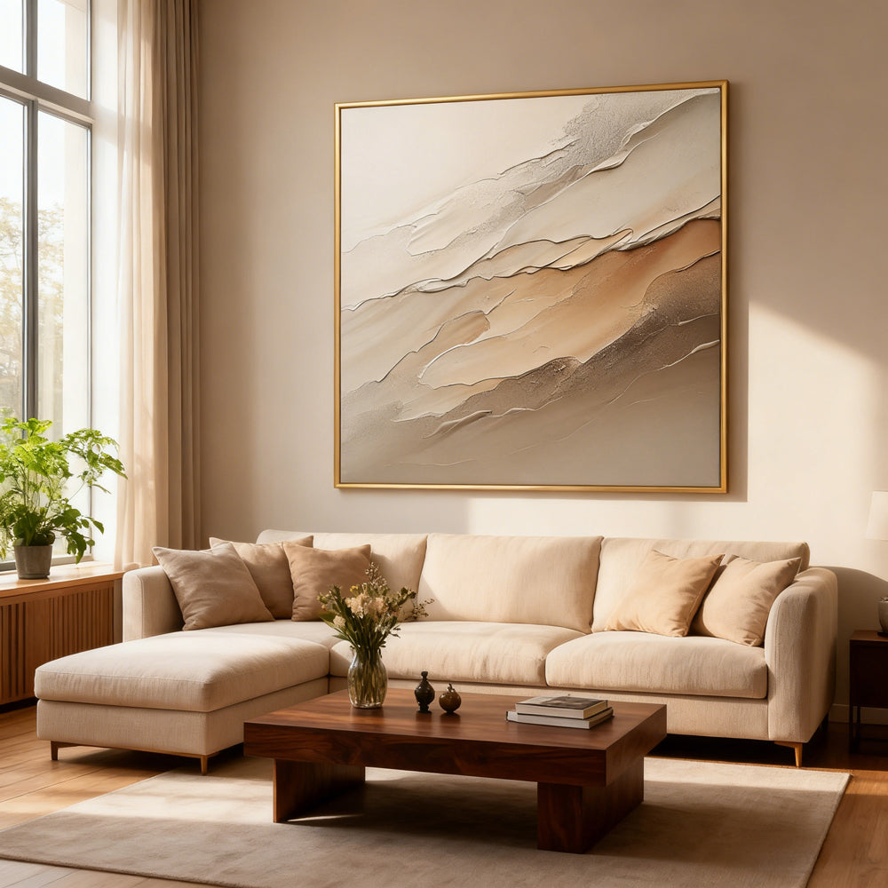 Desert Drift Texture Art – Modern Abstract Style Handmade Oil Painting Wall Art