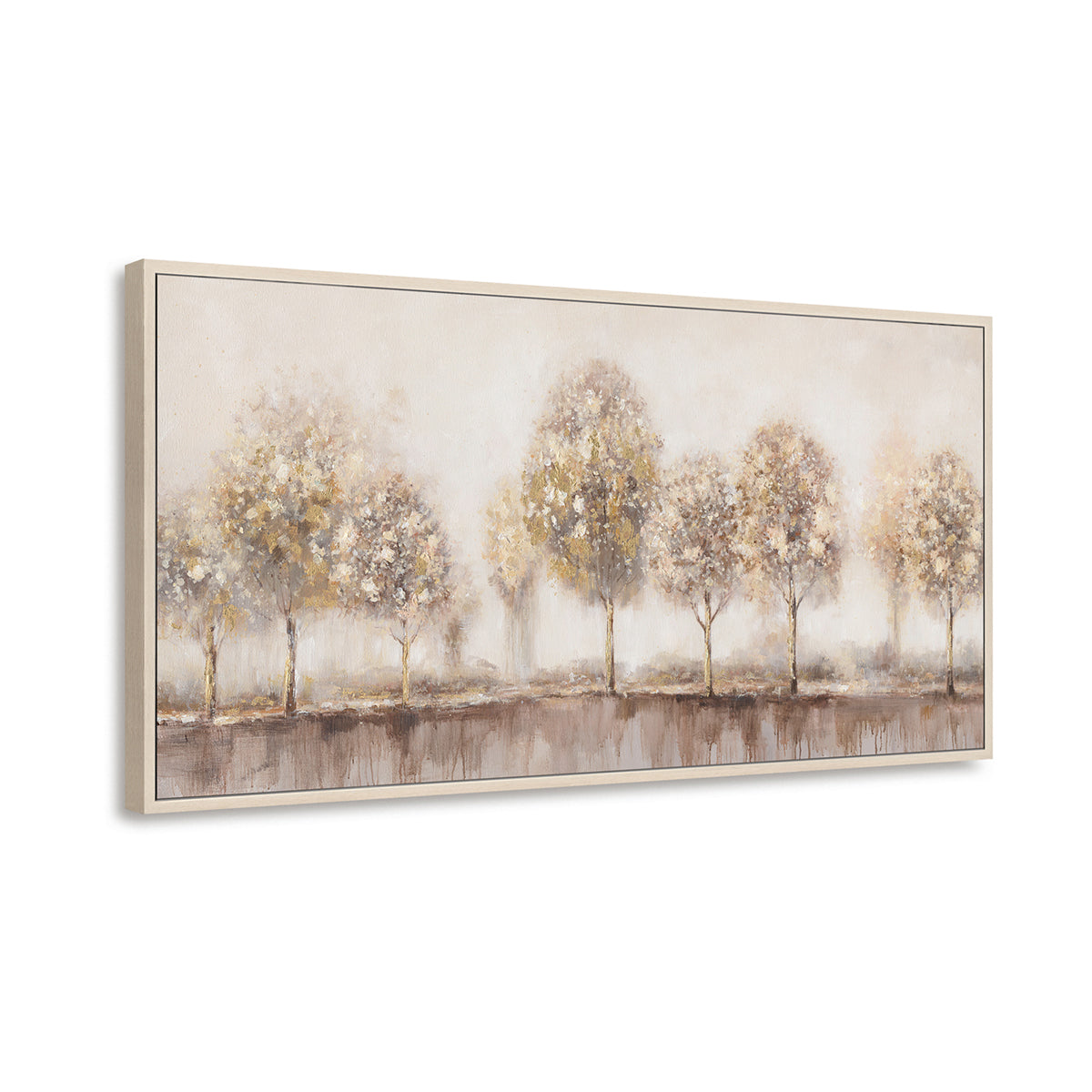 Hand-Painted Abstract Landscape Wall Art Golden Autumn Trees
