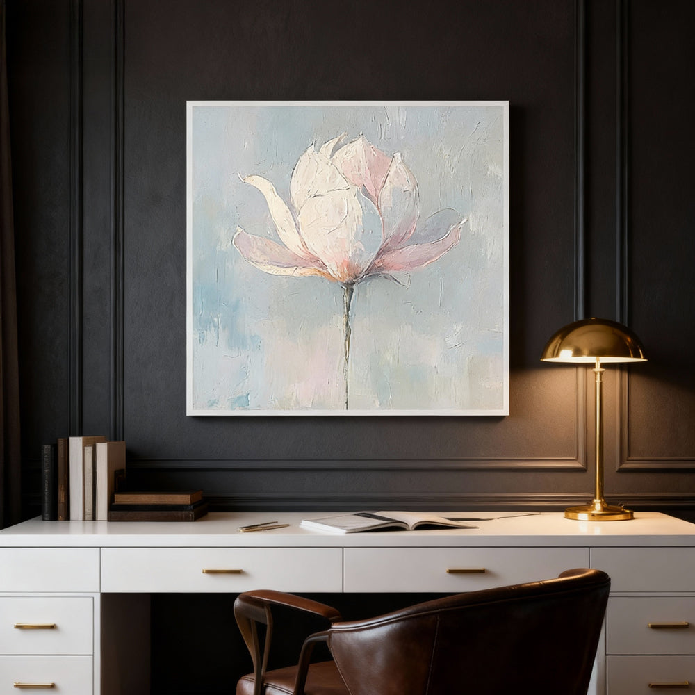 Pure Blossom – Modern Minimalist Floral Style Handmade Oil Painting Wall Art