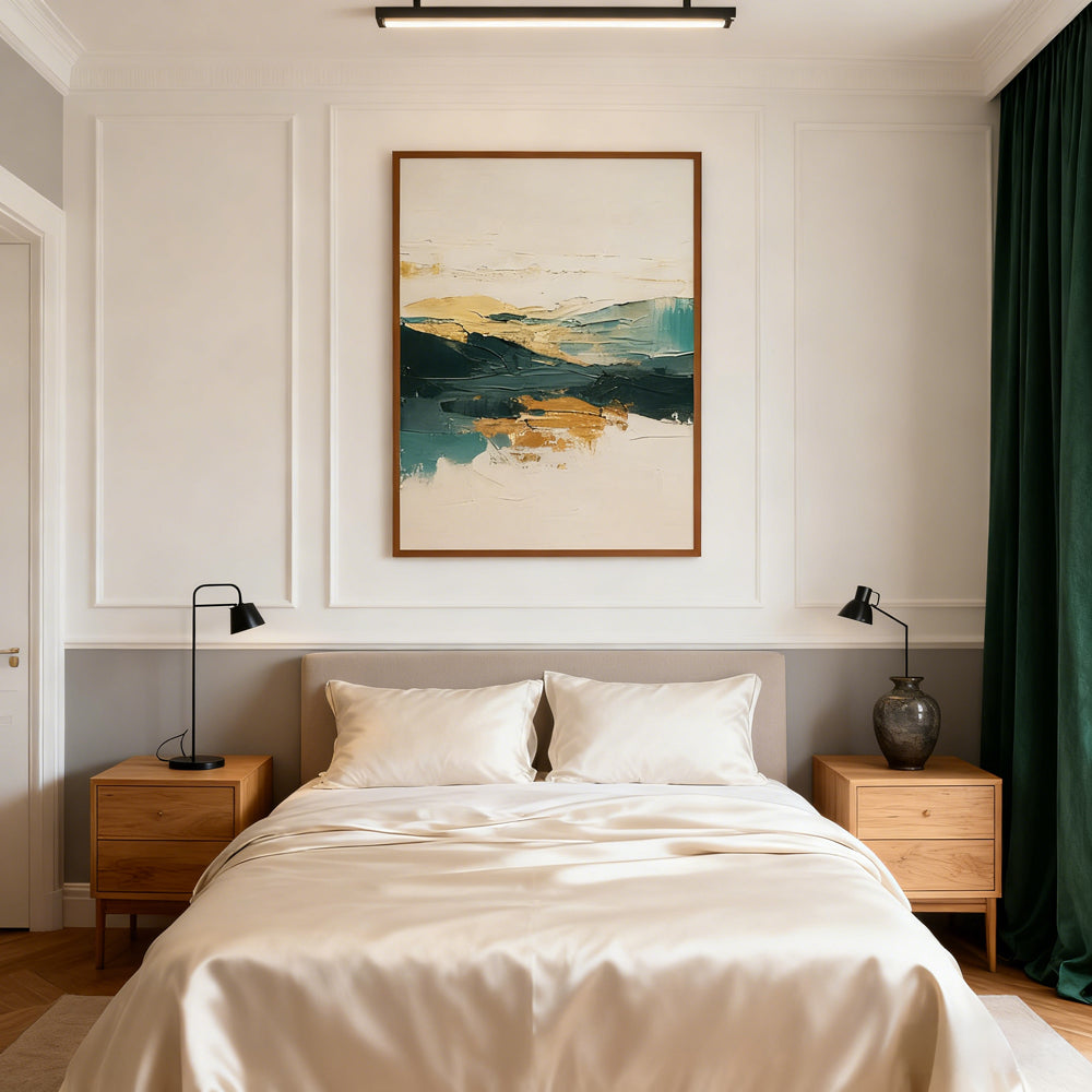 Green–Gold Horizon Landscape · Abstract Impressionist Style · Modern Wall Art Texture handmade paintings