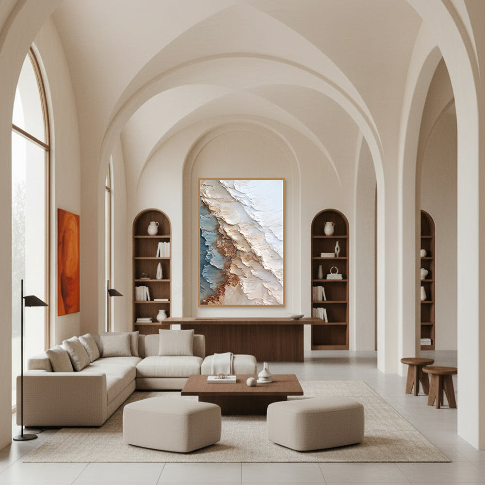 Coastal Layers Harmony – Abstract Textured Hand-Painted Oil Wall Art