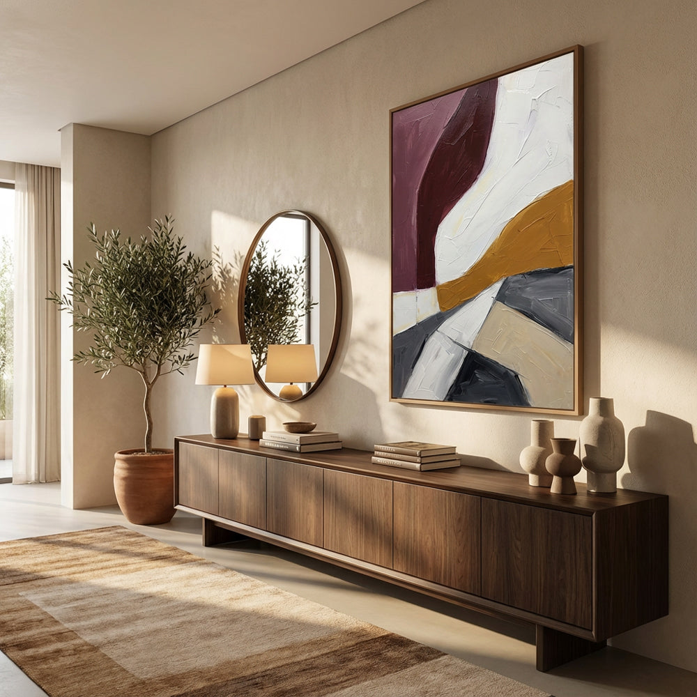 Earth Flow Balance | Modern Abstract Color Block Style Hand-Painted Oil Painting Wall Art