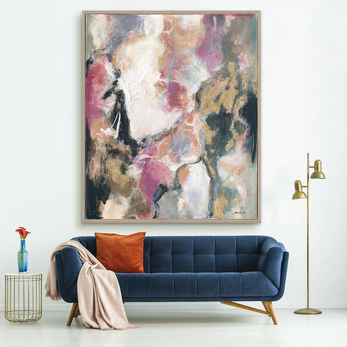 Abstract Expressionism Wall Art Hand-painted Texture Canvas Modern Warm Tones Living Room Decoration
