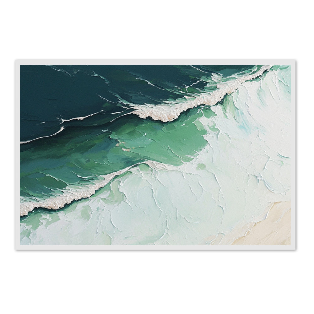 Ocean Waves Art Theme, Impasto Hand - made Oil Painting Texture Wall Art