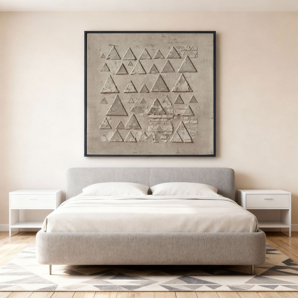 Traces of Geometry – Minimalist Abstract Texture Painting, Handmade Oil Wall Art for Modern Interiors