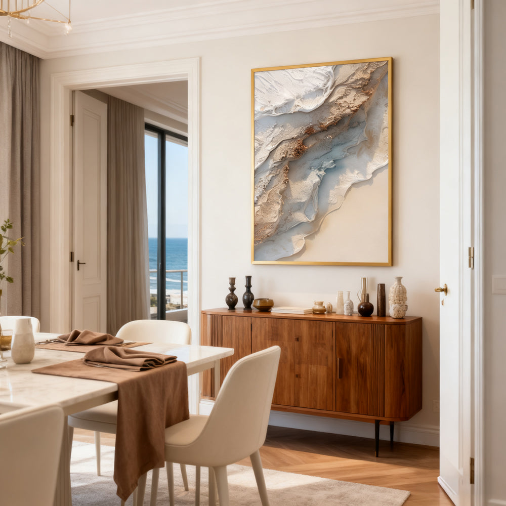 Aerial Sandscape Serenity – Contemporary Textured Hand-Painted Oil Wall Art