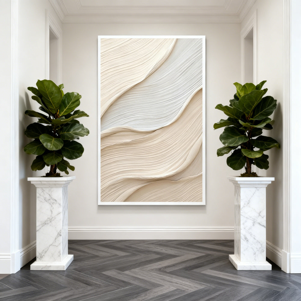 Flowing Harmony Textured Abstract Painting – Minimalist Style Wall Art