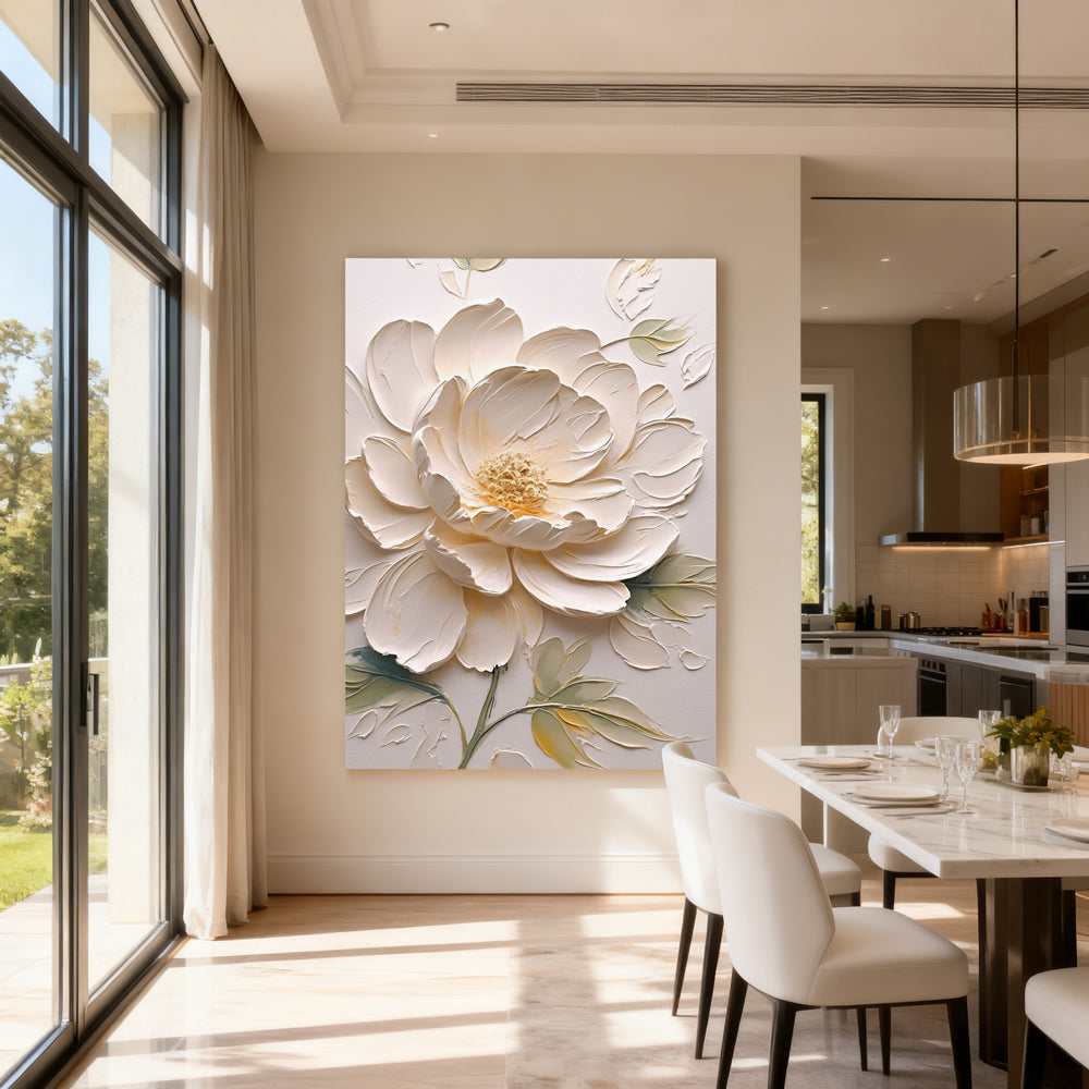 Elegant Blossom Texture Art – Impressionistic Floral Style Handmade Oil Painting Wall Art