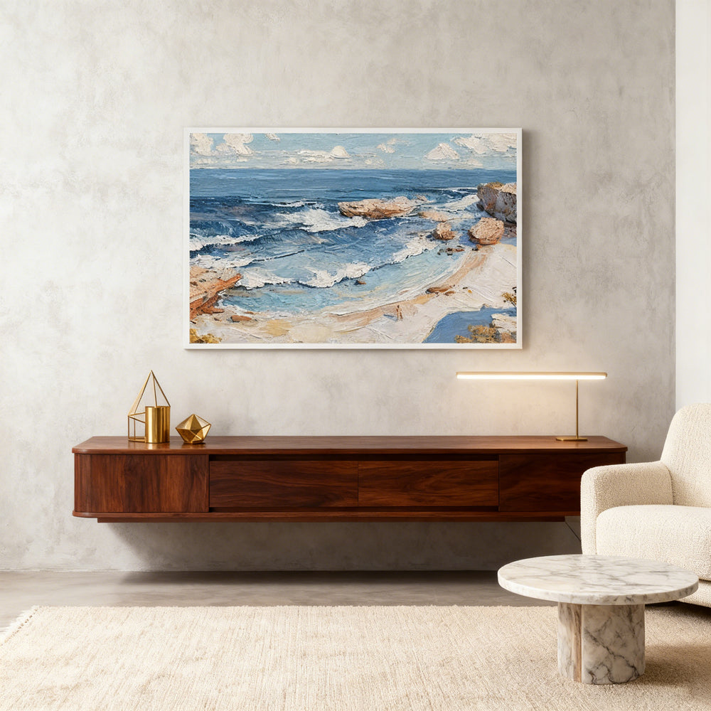 Coastal Beach & Waves Theme Painting – Impressionist Style Handmade Oil Painting Wall Art