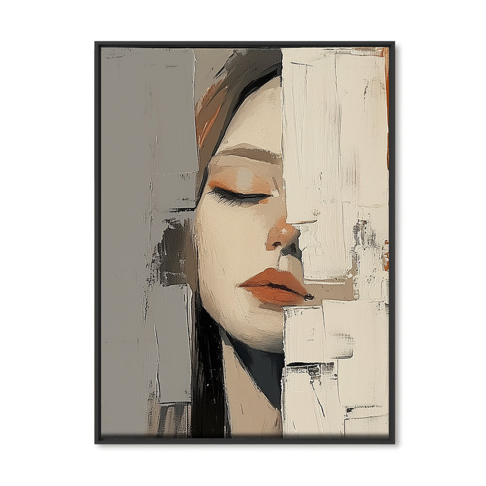 Silent Muse – Contemporary Abstract Portrait Painting, Handmade Oil Wall Art for Modern Interior Decoration