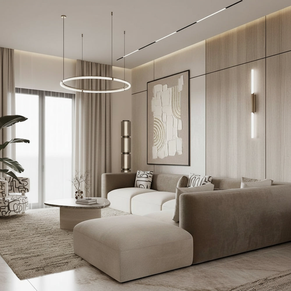 Arte original con textura hecha a mano, elaborada con yeso y líneas doradas, que añade una profundidad única y un encanto moderno y sereno Wabi-Sabi.