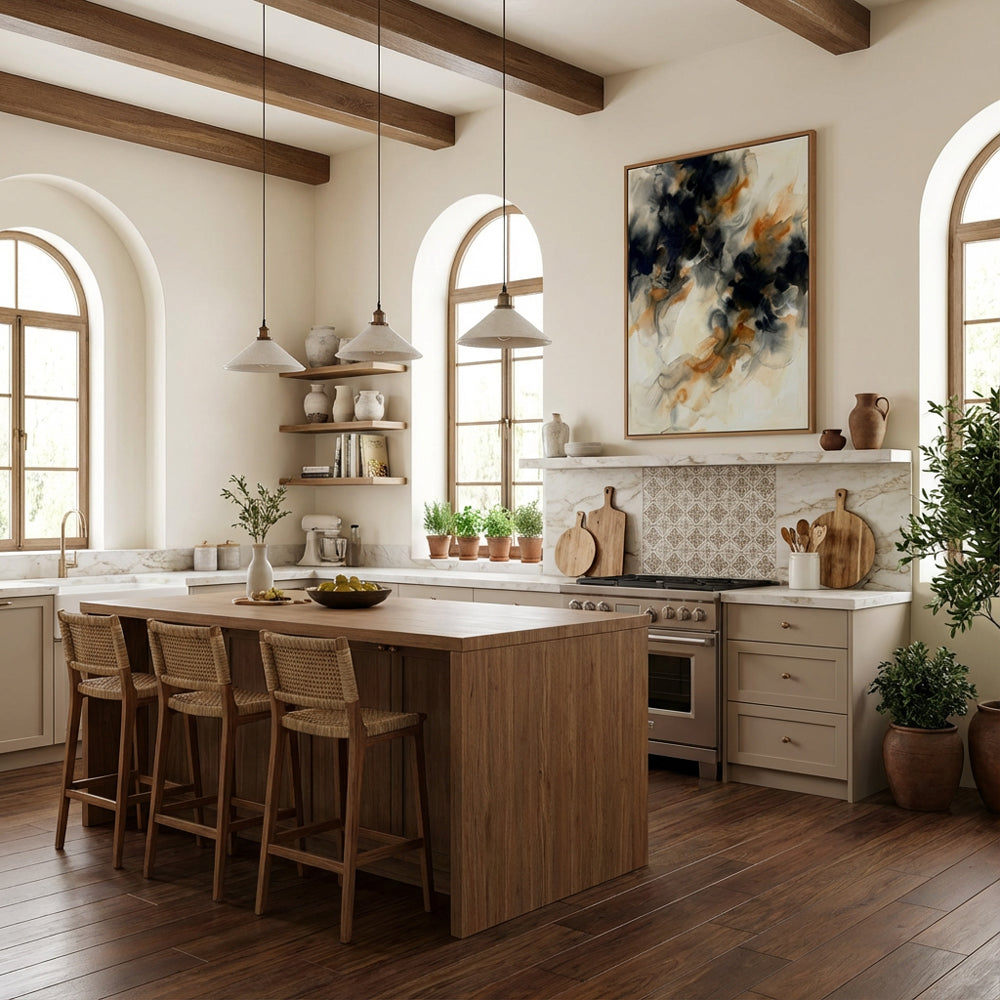 Ethereal Drift | Modern Abstract Ink-Wash Style Hand-Painted Oil Painting Wall Art