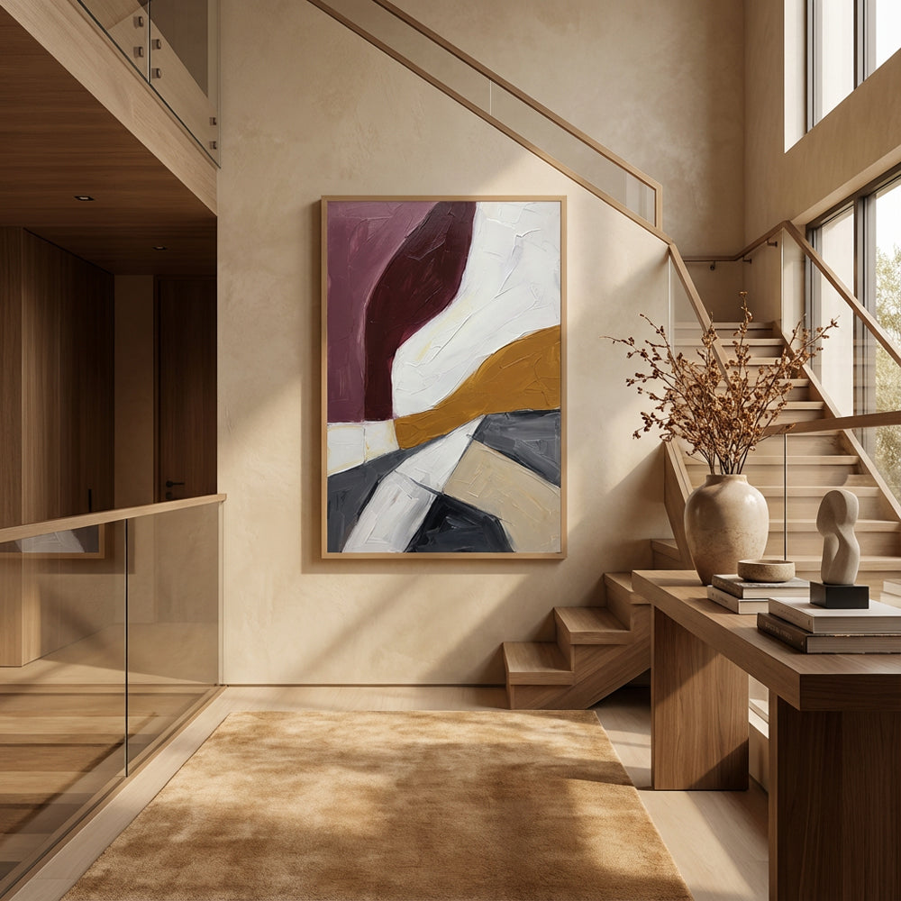 Earth Flow Balance | Modern Abstract Color Block Style Hand-Painted Oil Painting Wall Art