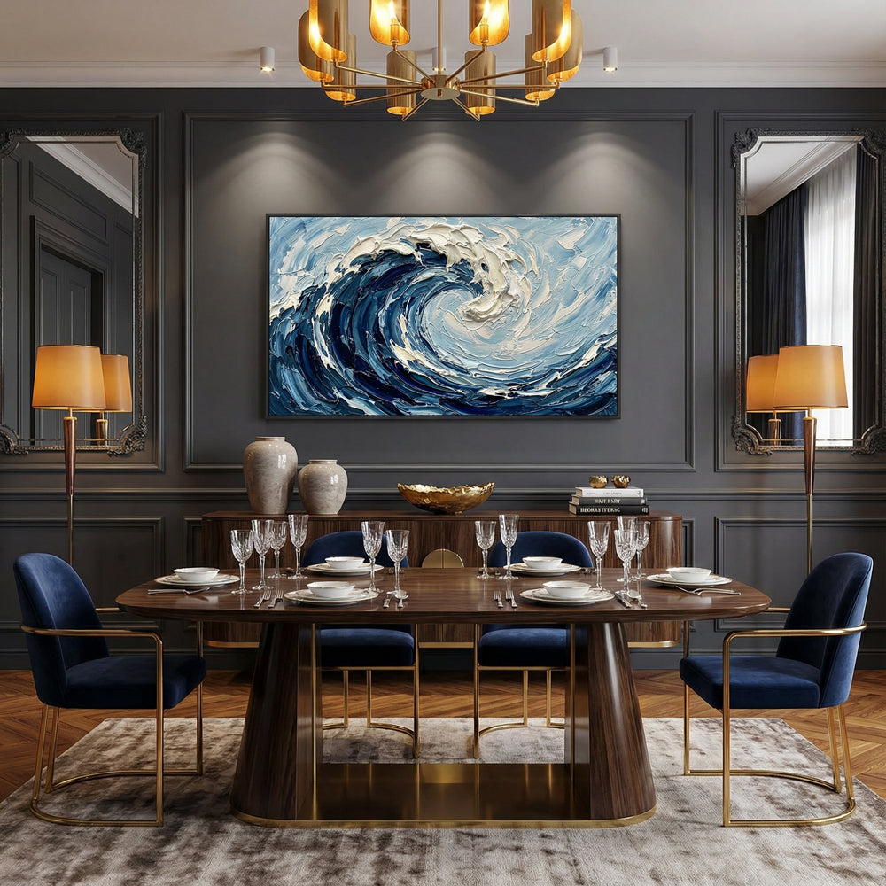 Ocean Vortex Power | Abstract Seascape Expressionist Handmade Oil Painting Wall Art