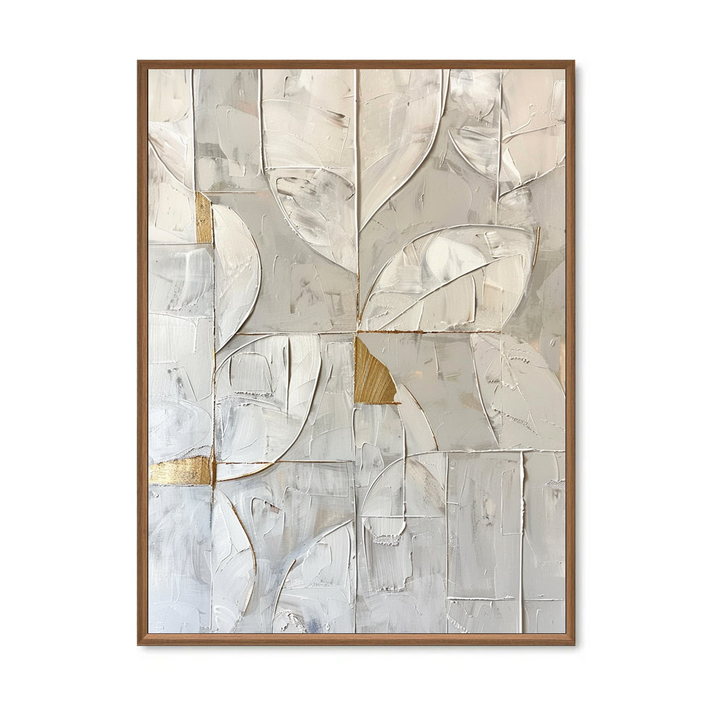 Voice of Texture – Hand-Painted Abstract Geometric Canvas Wall Art in Neutral and Gold Tones