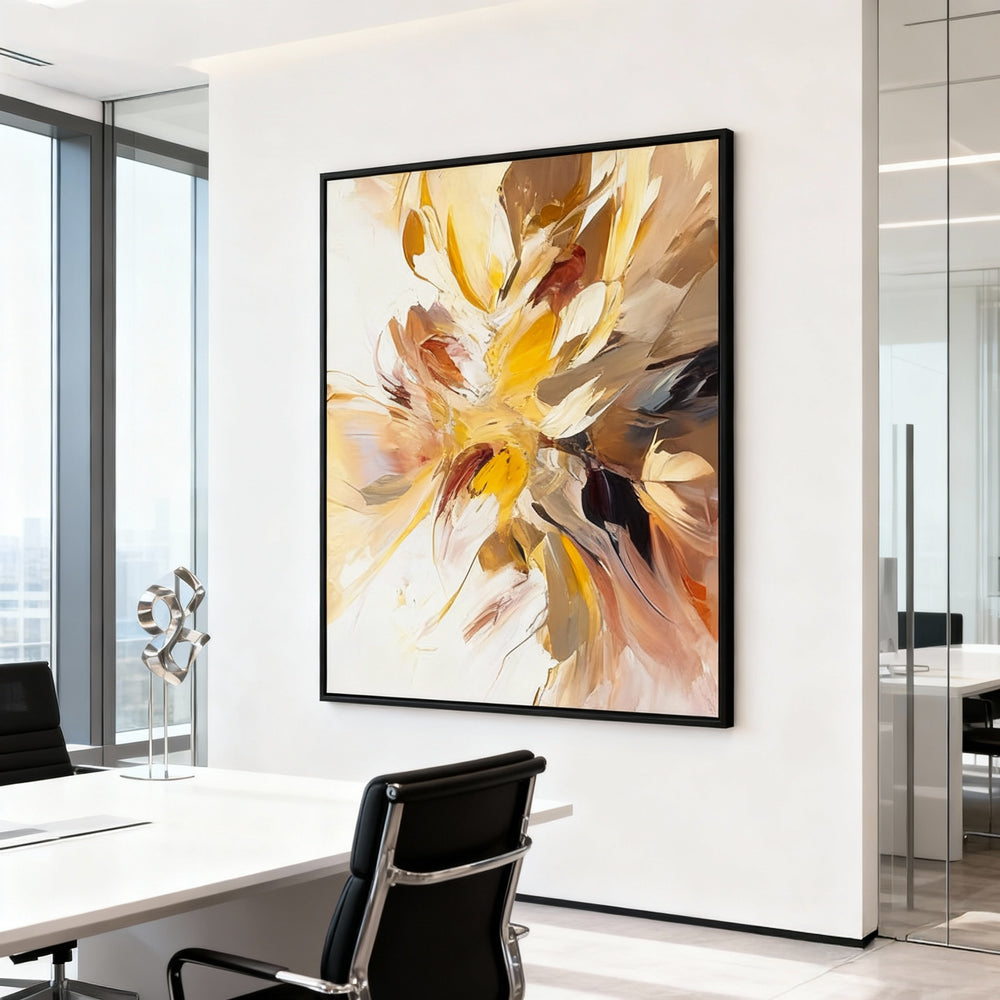Radiant Bloom – Modern Abstract Floral Style Handmade Oil Painting Wall Art