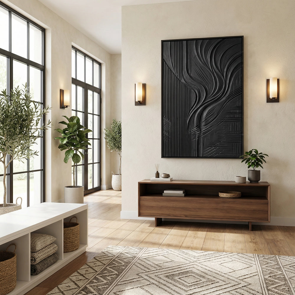 Silent Geometry – Contemporary Abstract Textured Hand-Painted Oil Painting Wall Art