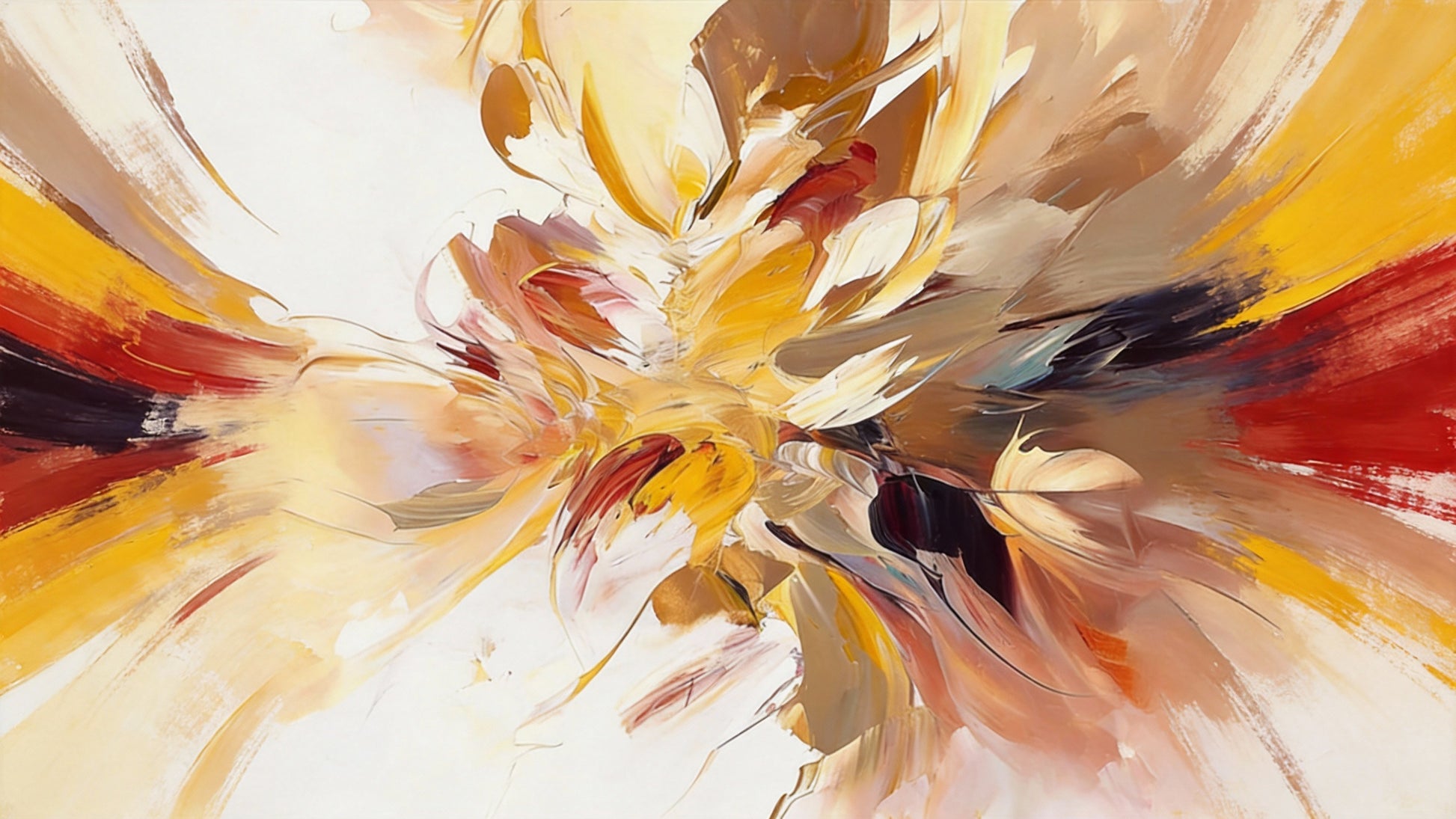 Radiant Bloom – Modern Abstract Floral Style Handmade Oil Painting Wall Art-Landscape Orientation