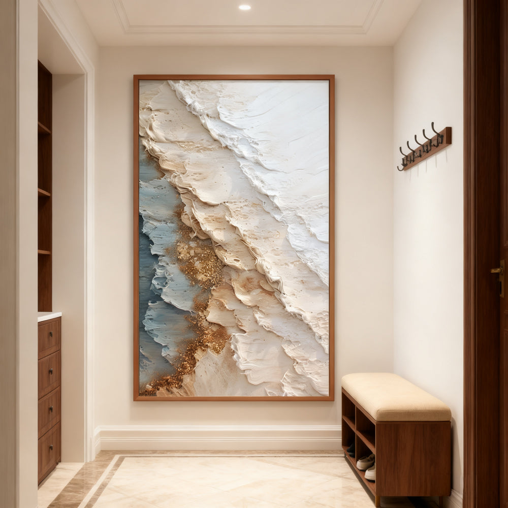 Coastal Layers Harmony – Abstract Textured Hand-Painted Oil Wall Art