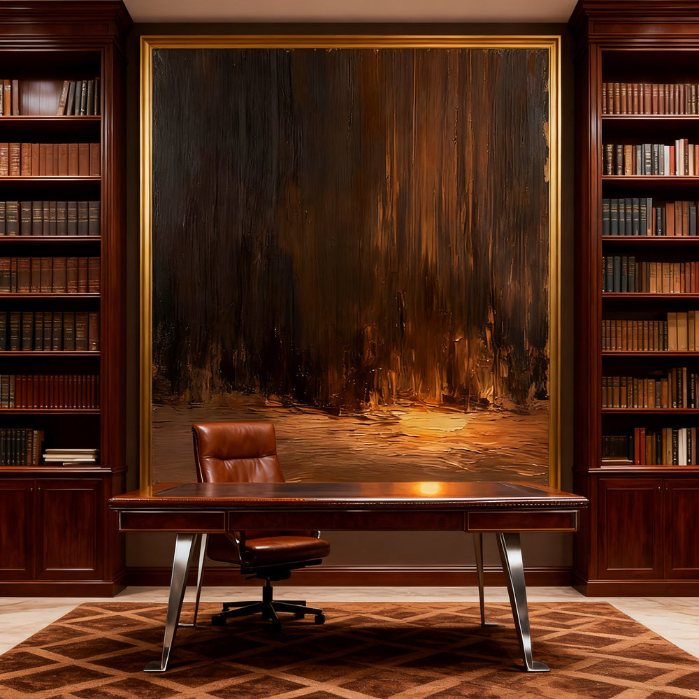 Golden Glow Forest – Abstract Texture Painting – Modern Wall Art