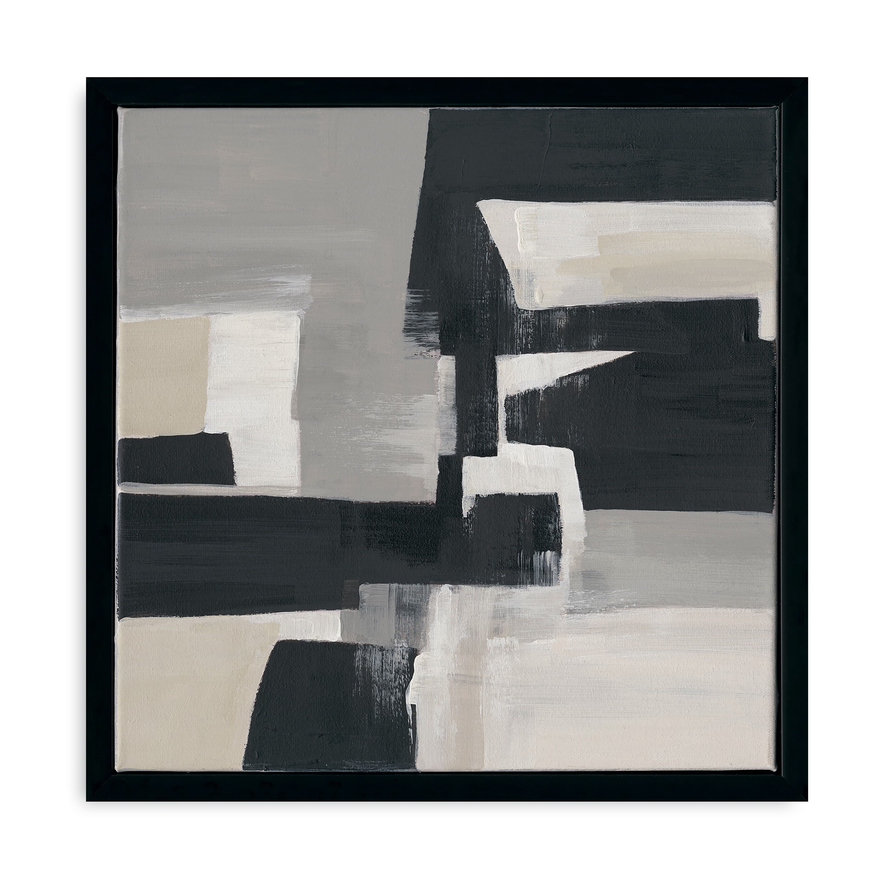Original hand-painted minimalist abstract, calm tones and geometry creating an artistic ambience.