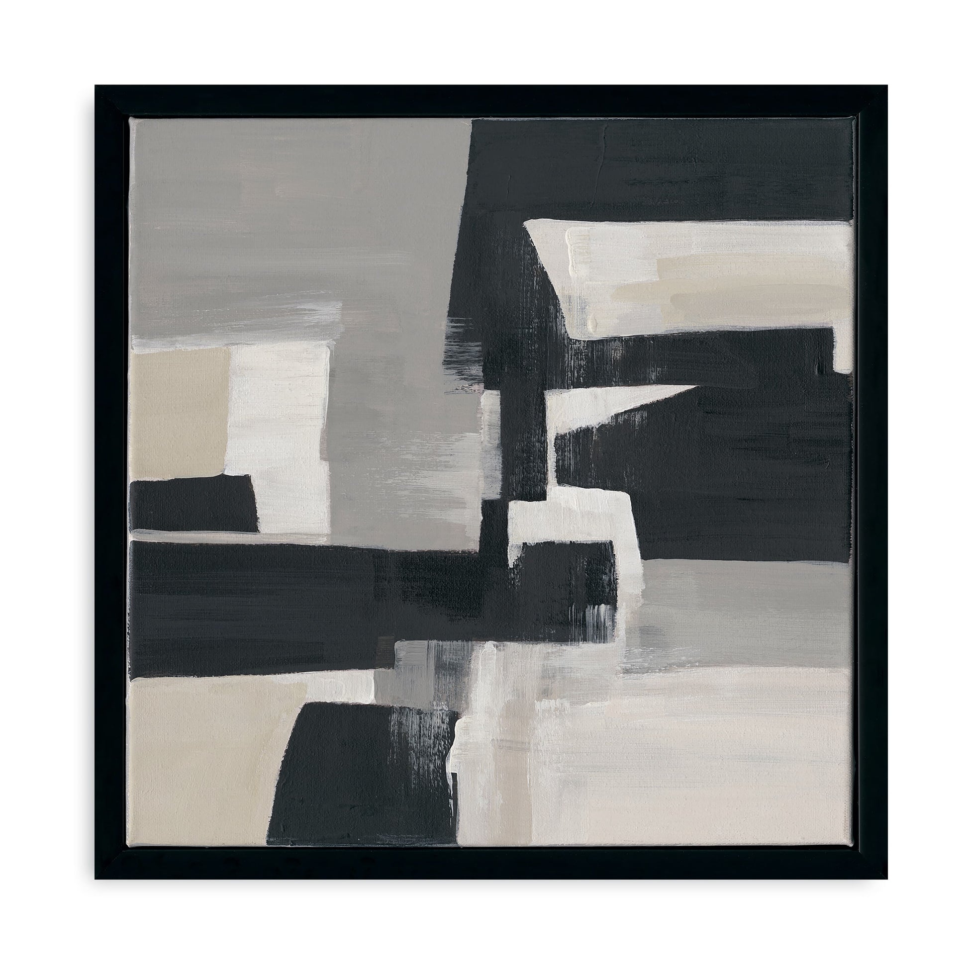 Original hand-painted minimalist abstract, calm tones and geometry creating an artistic ambience.