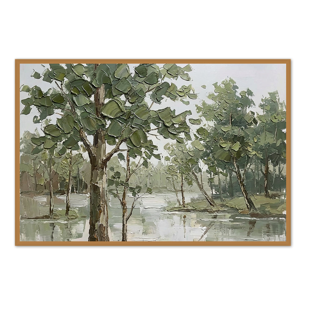 Forest Landscape Painting – Impressionist Palette Knife Style – Green & Earth Tones –  Handcrafted Painting