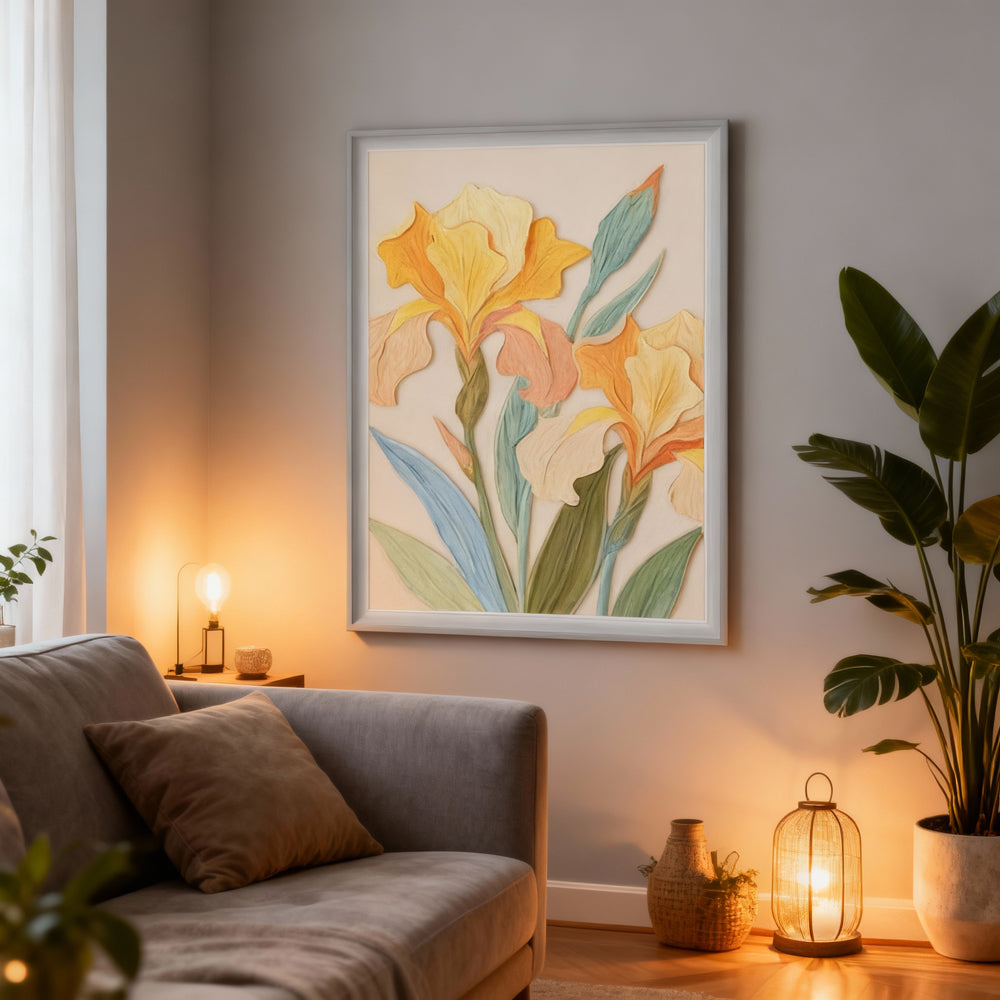 Summer Iris Garden - Impressionist Style Hand-Painted Oil Painting