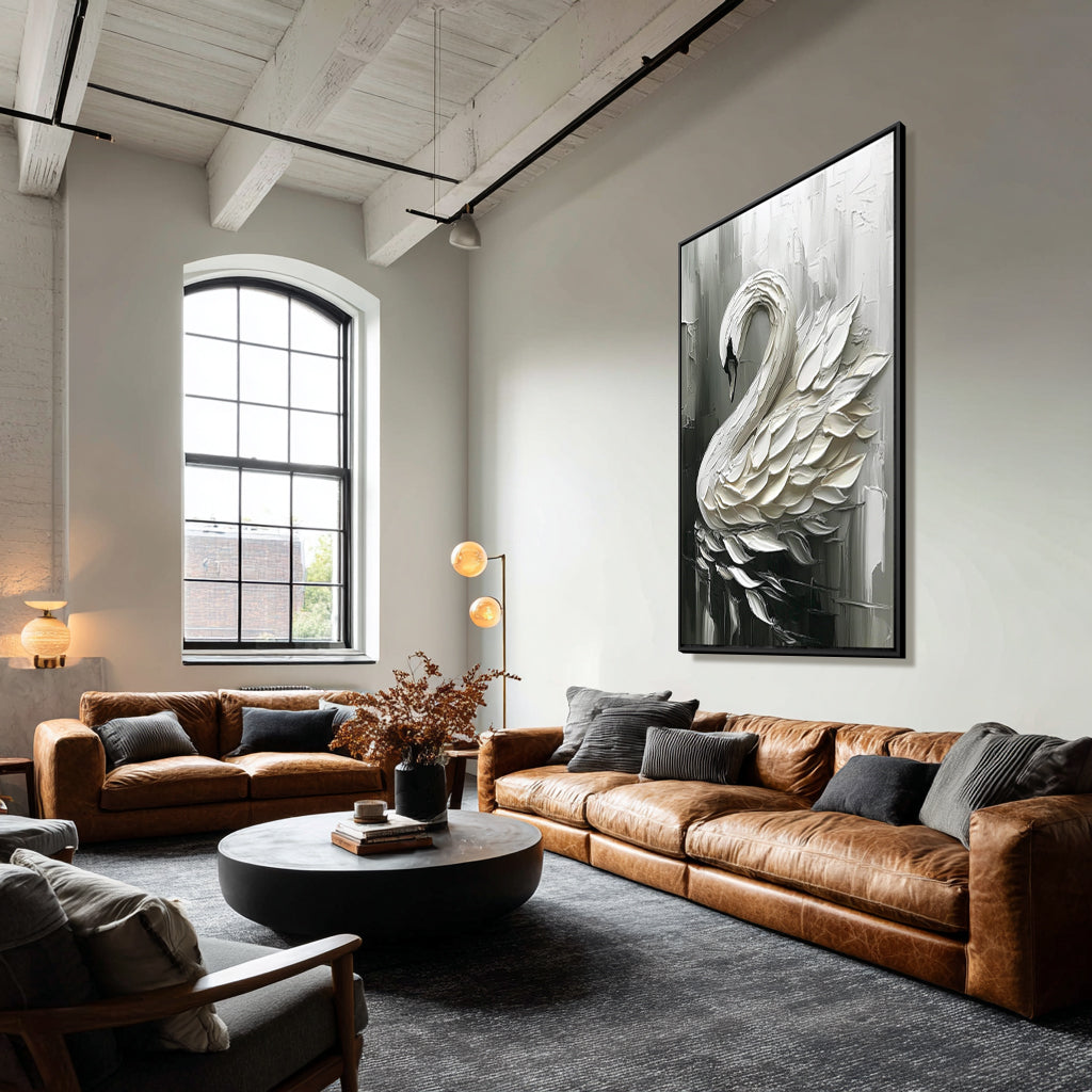Handcrafted Painting The Swan's Dance Wall Decor