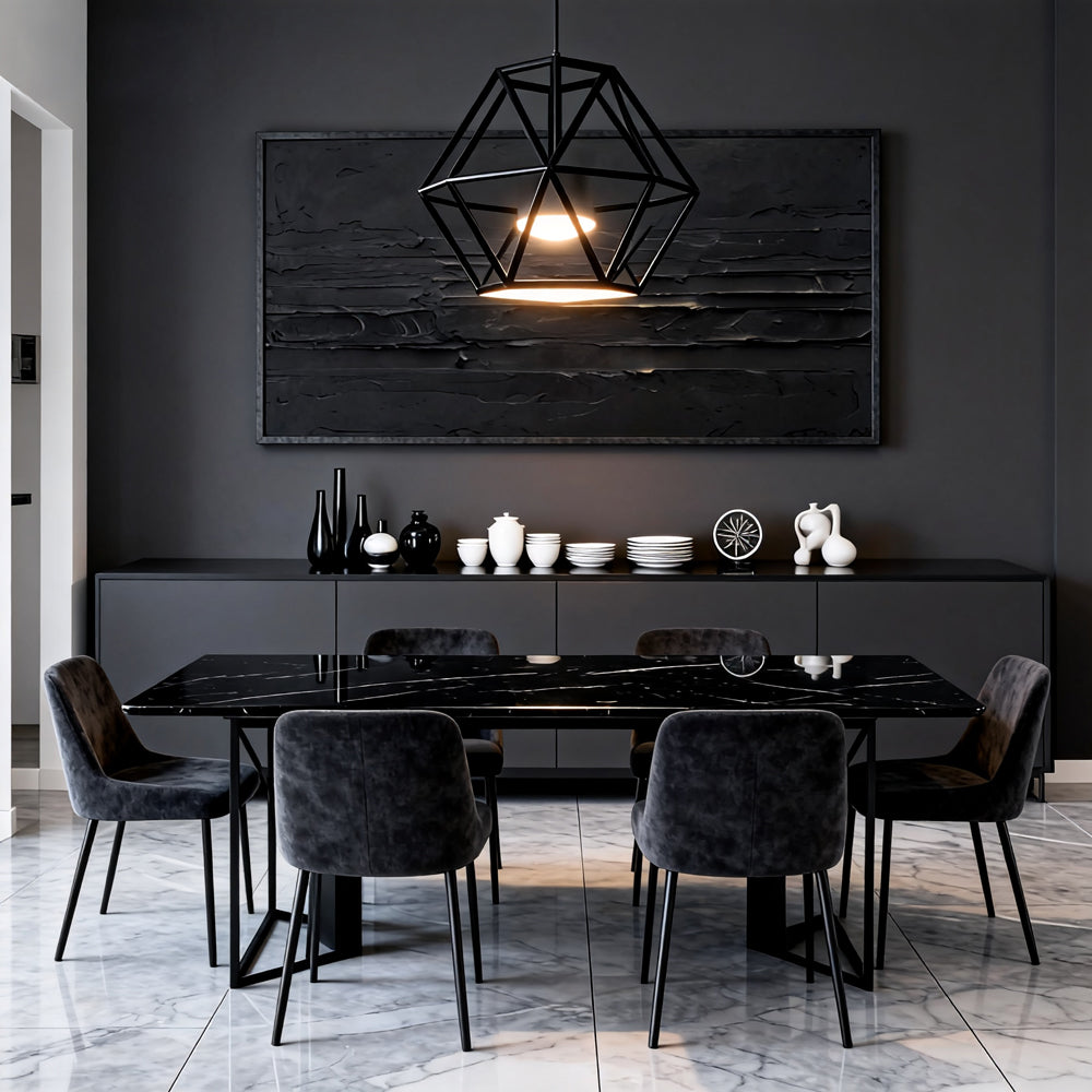 Midnight Horizon – Minimalist Abstract Texture Painting, Handmade Oil Wall Art for Modern Interior Decoration