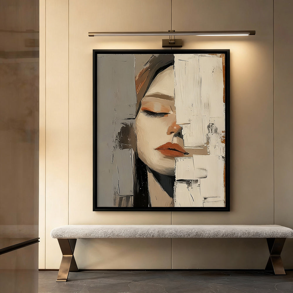 Silent Muse – Contemporary Abstract Portrait Painting, Handmade Oil Wall Art for Modern Interior Decoration