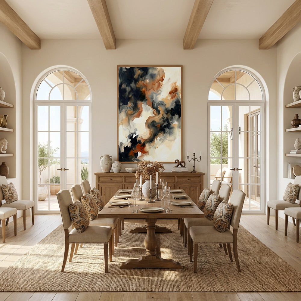 Silent Flow Harmony | Contemporary Abstract Fluid Style Hand-Painted Oil Painting Wall Art