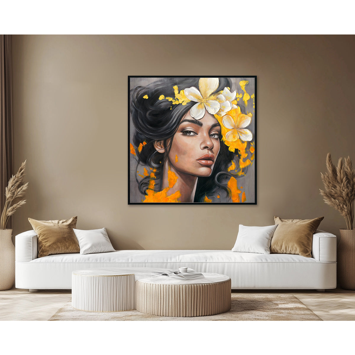 Floral Elegance Handcrafted Modern Realism with Abstract Expressionism