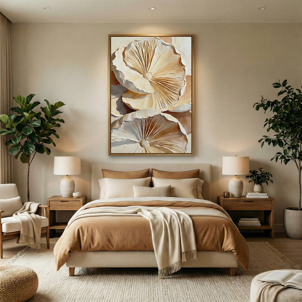 Ivory Petal Rhythm | Modern Abstract Floral Style Handmade Oil Painting Wall Art