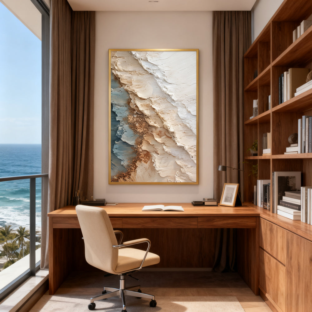 Coastal Layers Harmony – Abstract Textured Hand-Painted Oil Wall Art