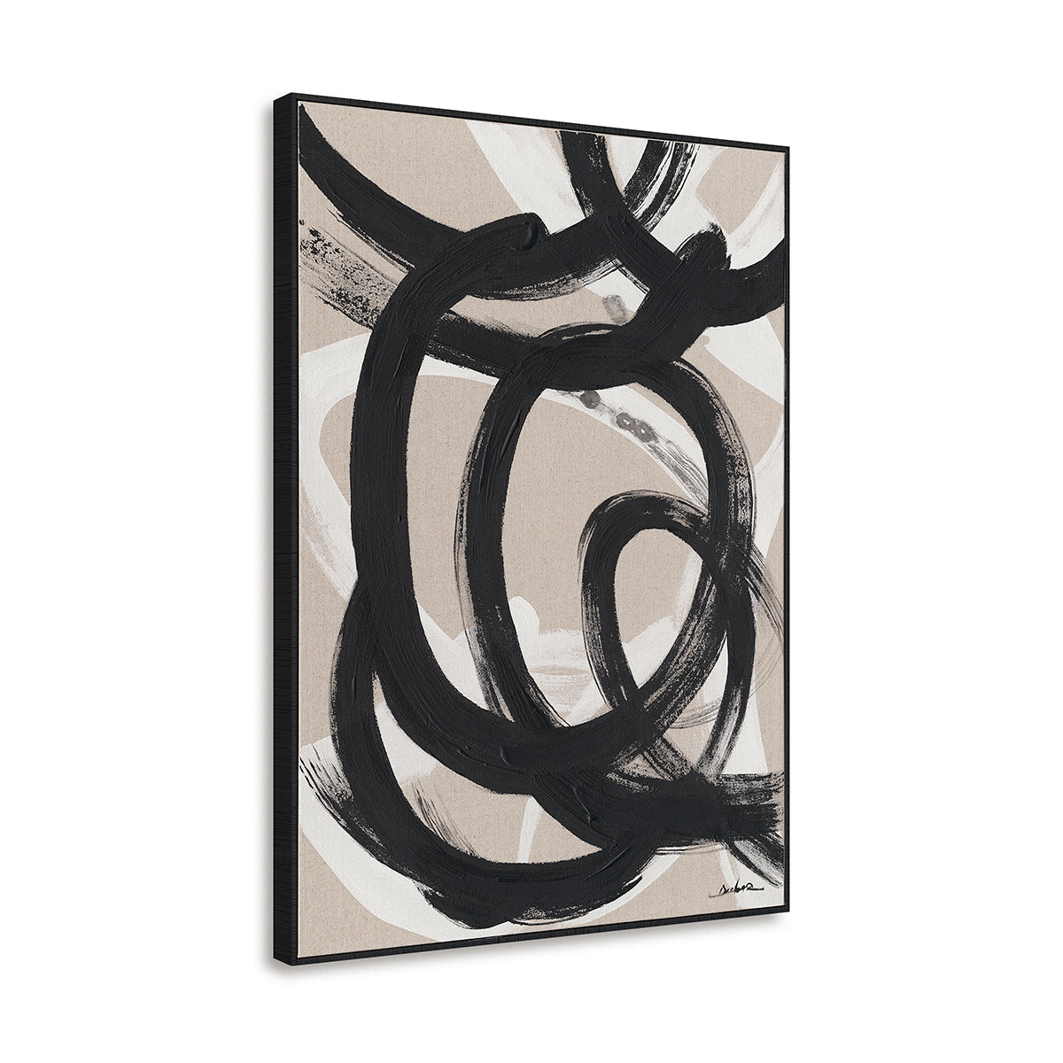 Handgemalte Leinwand Wandkunst Modern Schwarz Pinselstrich Abstrakt 