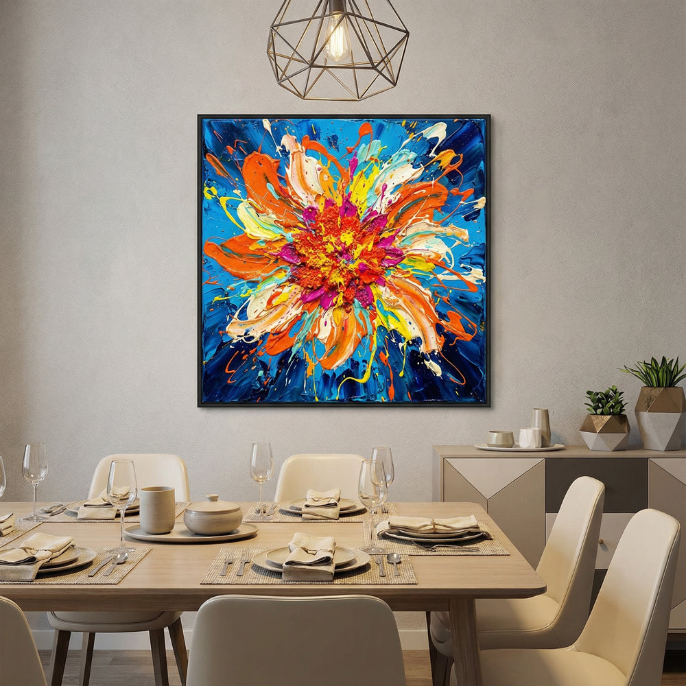 Radiant Bloom Explosion | Abstract Expressionist Floral Handmade Oil Painting Wall Art