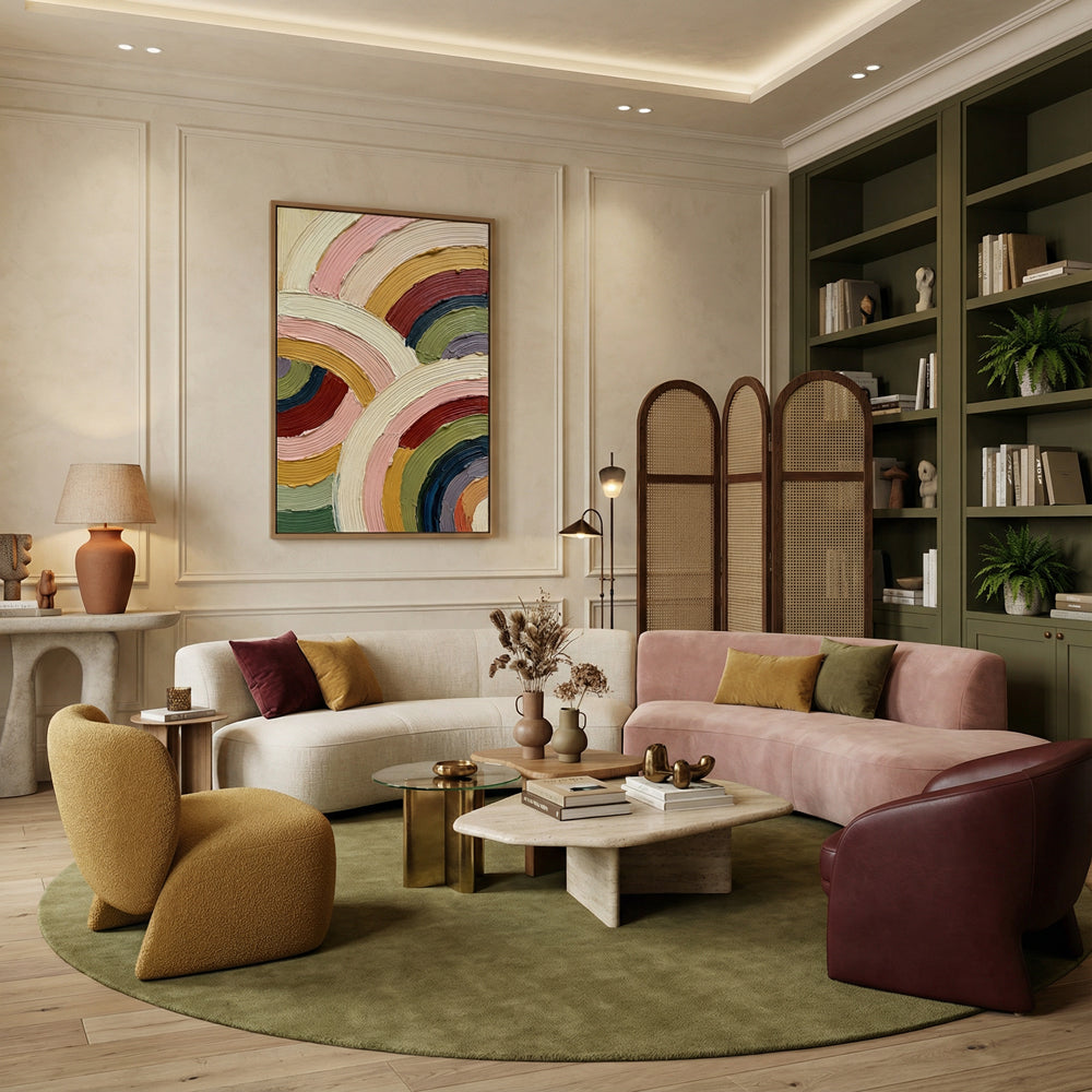 Arc of Harmony | Contemporary Abstract Geometric Handmade Oil Painting Wall Art