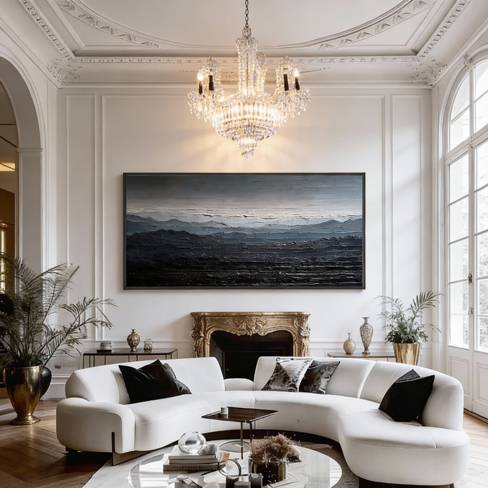 Silent Ridge – Modern Abstract Landscape Texture Painting, Handmade Oil Wall Art for Contemporary Interior Decoration