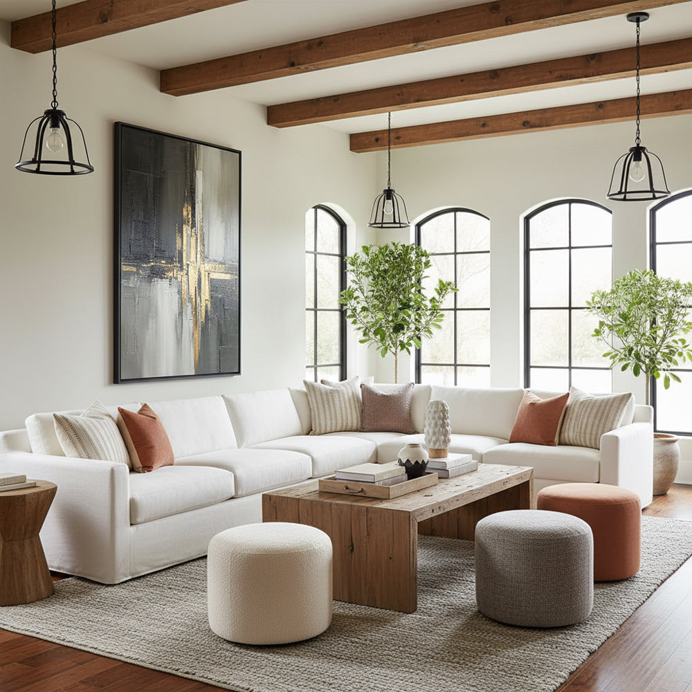 Handcrafted Elegance Golden Glow and Ink Shadow Harmony Painting