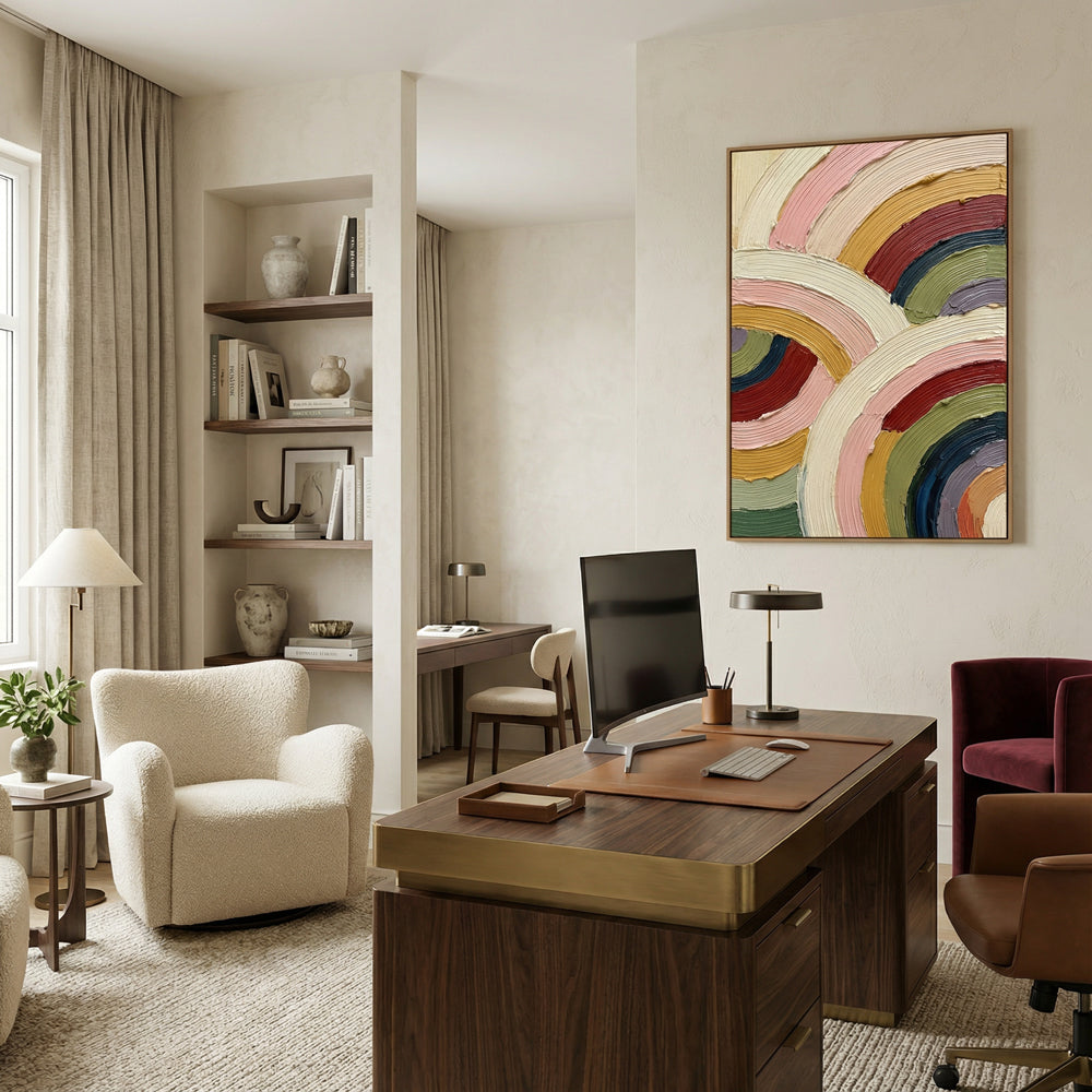 Arc of Harmony | Contemporary Abstract Geometric Handmade Oil Painting Wall Art